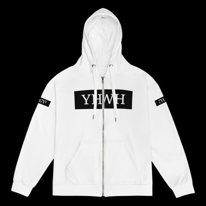 YHWH  White Zip Hoodie